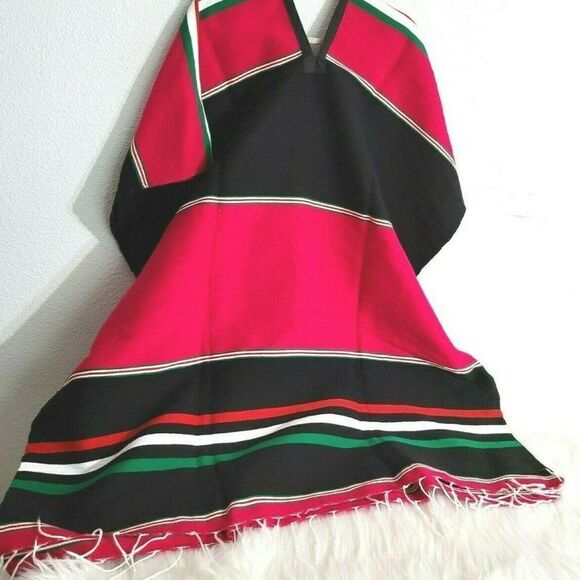 Mexican  Embroidered Jorongo Gabán Con Escudo Bordado Unisex - Picture 3 of 5